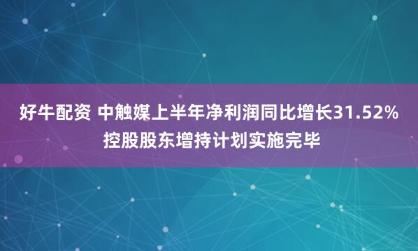 好牛配资 中触媒上半年净利润同比增长31.52% 控股股东增持计划实施完毕